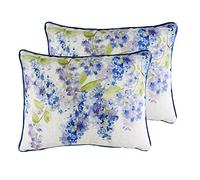 furn. Evans Lichfield Blossoms Lilac Polyester Filled Cushions (Twin Pack), Polyester, Linen, Azure