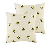 furn. Evans Lichfield Busy Bees Polyester Filled Cushions (Twin Pack), Cotton, Taupe