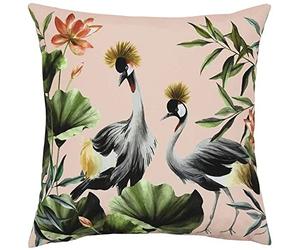 furn. Evans Lichfield Cranes Outdoor Cushion Cover, Polyester, Blush/Forest