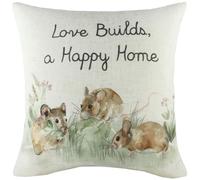furn. Evans Lichfield Hedgerow Mice Polyester Filled Cushion - Hand Painted Floral Woodland Animal Decorative Pillow (Multicolour - 43x43cm)