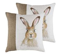 furn. Evans Lichfield Hessian Hare Polyester Filled Cushions (Twin Pack), Polyester, Linen, White