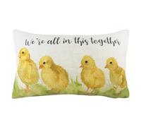 furn. Evans Lichfield In This Together Polyester Filled Cushion - Country Style Watercolour Chicks Slogan Decorative Pillow (Multicolour - 30x50cm)