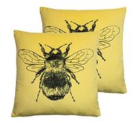 furn. Evans Lichfield Nectar Bee Feather Filled Cushions (Twin Pack), Polyester, Lemon