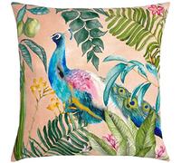 Evans Lichfield Peacock Outdoor Cushion Cover, Polyester, Blush, 43 x 43cm