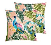 furn. Evans Lichfield Peacock Outdoor Cushions (Twin Pack), Blush, 43 x 43cm (K2-PEACOCK/HF2/BLS)