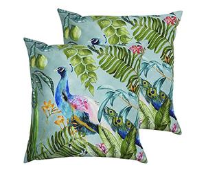 furn. Evans Lichfield Peacock Polyester Filled Outdoor Cushions (Twin Pack), Polyester, Multi