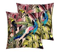 furn. Evans Lichfield Toucan and Peacock Outdoor Polyester Filled Cushions (Twin Pack), Polyester, Multi