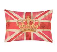 furn. Evans Lichfield Union Jack Crown Polyester Filled Cushion - British Heritage Flag Textured Tapestry Decorative Pillow (Pink - 46x32cm)