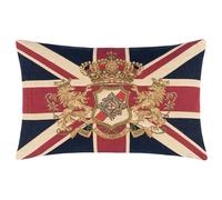 furn. Evans Lichfield Union Jack Lion Crest Feather Filled Cushion - British Heritage Traditional Patriotic Decorative Pillow (Multicolour - 32x46cm)