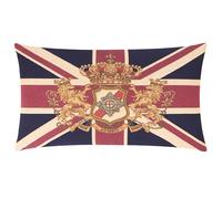 furn. Evans Lichfield Union Jack Lion Crest Polyester Filled Cushion - British Heritage Traditional Patriotic Decorative Pillow (Multicoloured - 65x45cm)