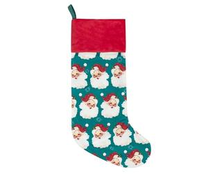 furn. Evans Lichfield Vintage Santa Printed Velvet Xmas Stocking