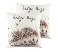 furn. Evans Lichfield Woodland Hedgehugs Feather Filled Cushions (Twin Pack), Polyester, Linen, Multi