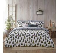 furn. Furn Evergreen Brushed Cotton Double Duvet Cover Set Pine Green