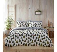 Furn Evergreen Brushed Cotton Duvet Cover Set - Pine Green - Single - Pine Green - 100% Brushed Cotton
