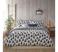 furn. Evergreen Duvet Cover Set - Super King - Pine Green