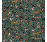 Furn. Exotic Wildlings Juniper Green Tropical Printed Wallpaper Sample