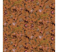 Furn. Exotic Wildlings Sienna Brown Tropical Printed Wallpaper Sample