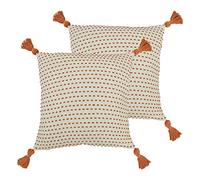 furn. Ezra Polyester Filled Cushions (Twin Pack), Cotton, Polyester, Coral