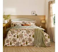 furn. Wylder Fable Duvet Cover Set - Reversible Soft Cotton Rich Cosy Festive Bedding (Willow Green - Single)