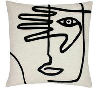 Furn Face Cushion Cover - White/Black - One Size - White/Black - 100% Polyester