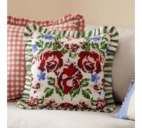 Furn Feeoni Ruffle Floral Polyester Filled Cushion in Green | Size: 43 cm x 43 cm Furn Green 43 cm x 43 cm