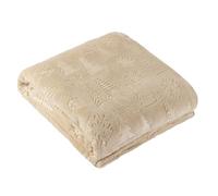 furn. Festive Time Flannel Fleece Throw (Natural - 140x180cm) | Soft embossed fleece throw featuring festive snowflakes and trees