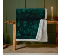 Furn Throw Festive Time - Embossed Soft Sherpa Fleece Christmas Decorative - Emerald 140×180 cm