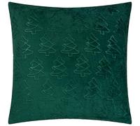 furn. Festive Trees Cushion Cover- Soft Flannel Fleece Winter Embossed Christmas Decorative Case (Emerald - 50x50cm)