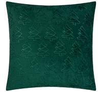 furn. Festive Trees Cushion Cover- Soft Flannel Fleece Winter Embossed Christmas Decorative Case (Emerald - 50x50cm)