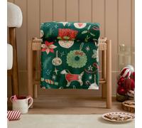furn. Festive Trees Throw - Festive Tree Embossed Soft Flannel Fleece Blanket (Emerald - 140x180cm)