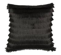 Furn Flicker Fringed Cushion In Dark Grey Dark Grey