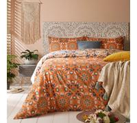 Furn. Folk Flora Floral Reversible Duvet Cover Set, Double, Orange