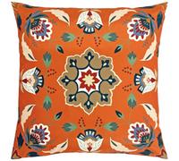 furn. Folk Flora Cushion Cover - Water Resistant Folk Art Floral Mandala Outdoor Decorative Case (Orange - 43x43cm)