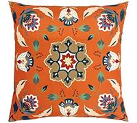 furn. Folk Flora Outdoor Polyester Filled Cushion, Orange, 43 x 43cm