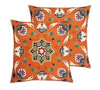furn. Folk Flora Outdoor Polyester Filled Cushions (Twin Pack), Polyester, Orange
