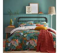 Furn Forage Floral Duvet Cover Set - Teal - Single - Teal - 50% Cotton/50% Polyester