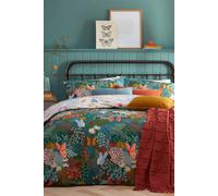 furn. Forage Duvet Cover Set - Wonderland Butterfly Floral Bedding (Teal Green - Double)