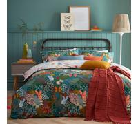 furn. Forage Duvet Cover Set - Wonderland Butterfly Floral Bedding (Teal Green - Single)