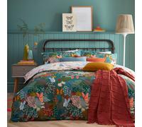 furn. Forage Duvet Cover Set - Wonderland Butterfly Floral Bedding (Teal Green - Super King)