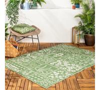 furn. Forage Garden Rug - Indoor/Outdoor Floral Mushroom Peacock Washable Weather Resistant Flatweave Rug (Sage - 120x170cm)