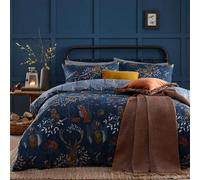Furn Forest Fauna Duvet Cover Set - Navy - Single - Navy - 50% Polyester/50% Cotton