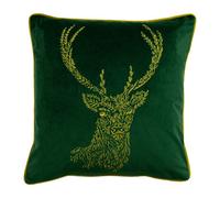 furn. Forest Fauna Stag Polyester Filled Cushion, Emerald, 50 x 50 cm