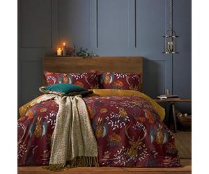 furn. Forest Fauna Woodland Duvet Set (Rust - Single) | Reversible woodland animal print in soft polycotton