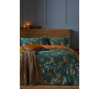 furn. Forest Fauna Woodland Duvet Set - Reversible Nature Inspired Bedding with Animal Print, Soft Polycotton, Machine Washable (Emerald - Single)