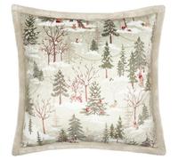 Furn. Forest Festivities Printed Feather Filled Cushion , 50Cm X 50Cm, Natural