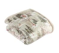furn. Forest Festivities Throw - Woodland Christmas Scene Faux Fur Velvet Blanket (Natural - 130x180cm)