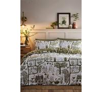 Furn Frida Abstract Floral Reversible Duvet Cover Set In Green Green Single