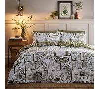 furn. Frida Double Moss Duvet Set - Green - Wilko