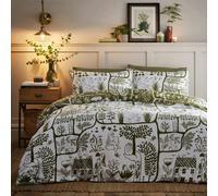 Furn Frida Reversible Abstract Duvet Cover Set - Moss - Moss - Single