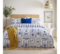 furn. Frieze Abstract Duvet Cover Set - Greek Inspired Reversible Bedding (Blue - Super King)